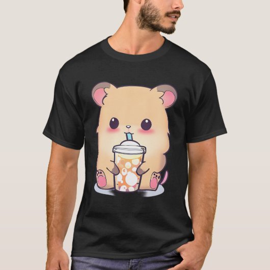 Schattigee Bubble Tea Hamster - Kawaii Hamster Bub T-shirt (Voorkant)