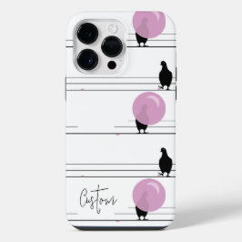 Schattigee Bubblegum Vogels op een Draadpatroon me iPhone 16 Hoesje