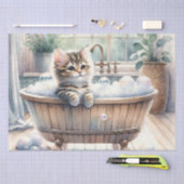 Schattigee Bubbly Kitten Badtijd Decoupage Tissuepapier (Craft)