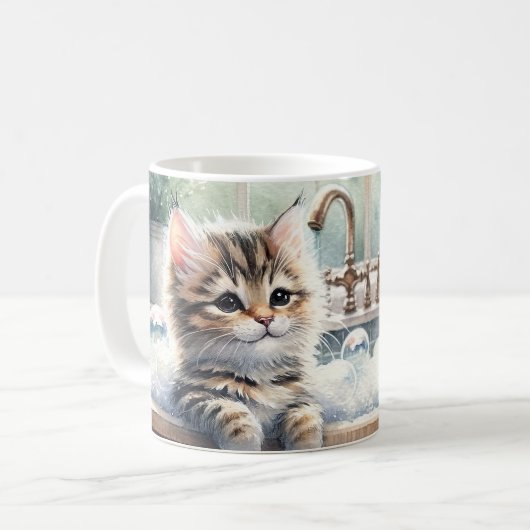 Schattigee Bubbly Kitten badtijd Koffiemok (Voorkant links)