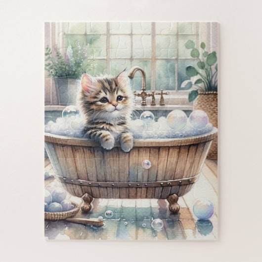 Schattigee Bubbly Kitten badtijd Legpuzzel (Verticaal)