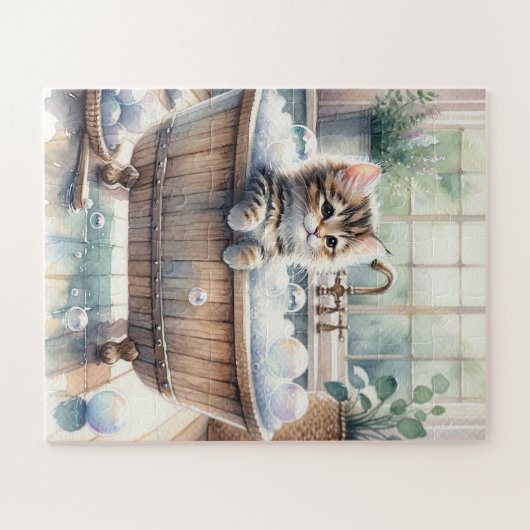 Schattigee Bubbly Kitten badtijd Legpuzzel (Horizontaal)