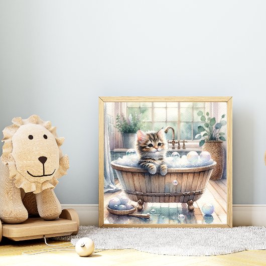 Schattigee Bubbly Kitten badtijd Poster