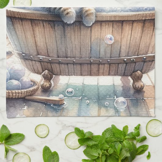 Schattigee Bubbly Kitten badtijd Theedoek (Gevouwen)