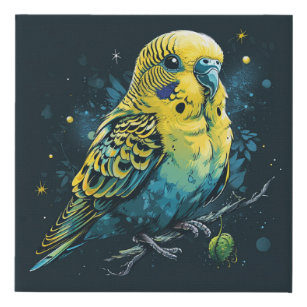Schattigee Budgie vogeltekening in Kawaii-stijl    Imitatie Canvas Print