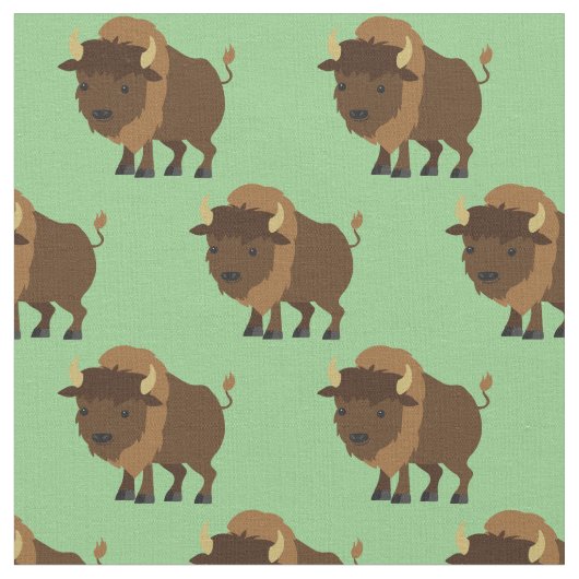 Schattigee Buffalo Bison Cartoon Kinder Stof (Close Up)