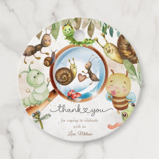 Schattigee Bug & Caterpillar Baby shower Bedankjes Labels (Voorkant)