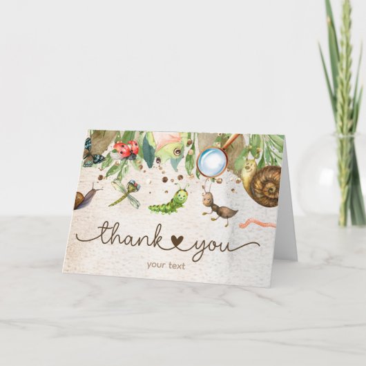 Schattigee Bug & Caterpillar Baby shower Bedankkaart (Voorkant)