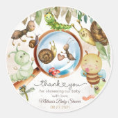 Schattigee Bug & Caterpillar Baby shower Ronde Sticker (Voorkant)