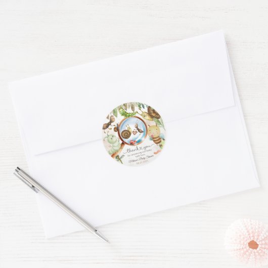 Schattigee Bug & Caterpillar Baby shower Ronde Sticker (Envelop)