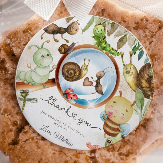 Schattigee Bug & Caterpillar Baby shower Ronde Sticker