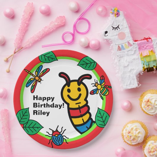 Schattigee Bug en Insect Kids Verjaardag Papieren Bordje (Feest)