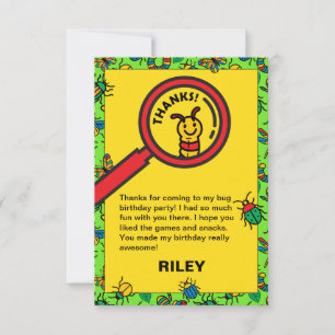 Schattigee Bug en Insect Kids Verjaardagsfeest Bedankkaart