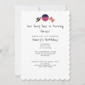 Schattigee Bug Garden Busy Bee derde verjaardagsfe Kaart (Voorkant)