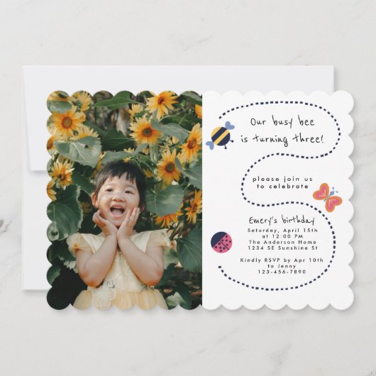 Schattigee Bug Garden BusyBee Derde Verjaardag Par Kaart (Voorkant)