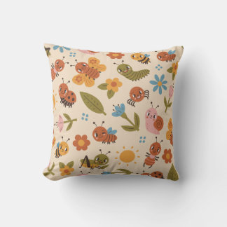 Schattigee Bugs Pattern Woodland insecten voor kin Kussen