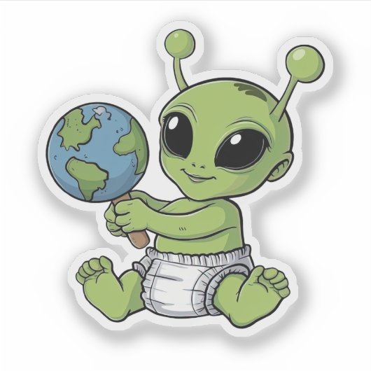 Schattigee buitenaardse Baby Sticker (Voorkant)