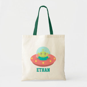 Schattigee buitenaardse in ruimteschip naam buiten tote bag