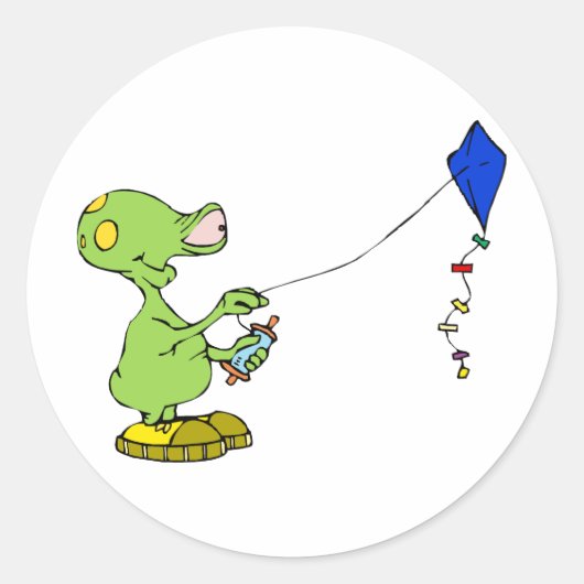 Schattigee buitenaardse vlieger ronde sticker (Voorkant)