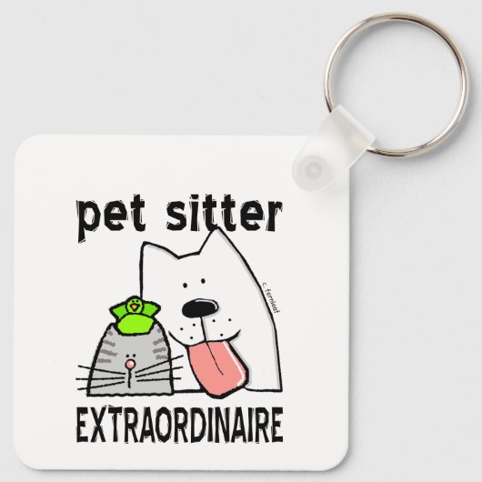 Schattigee Buitengewone Pet Sitter Sleutelhanger (Achterkant)