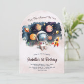 Schattigee buitenplaneten 1e verjaardag kaart (Staand voorkant)