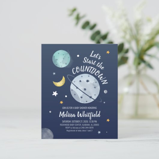 Schattigee buitenruimte Modern Baby shower Invitat (Staand voorkant)
