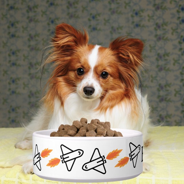 Schattigee Buitenruimte Raket Huisdier Hond Kerami Voerbakje (Creator heeft geüpload)