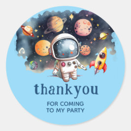 Schattigee buitenruimteplaneten Bedankt Blue Ronde Sticker