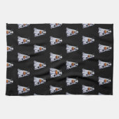 Schattigee Bull ghost op zwarte achtergrond Hallow Theedoek (Horizontaal)