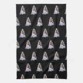 Schattigee Bull ghost op zwarte achtergrond Hallow Theedoek (Verticaal)