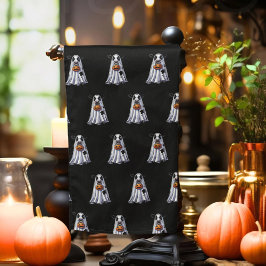 Schattigee Bull ghost op zwarte achtergrond Hallow Theedoek