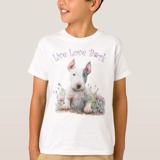 Schattigee Bull Terrier Bloemen T-shirt (Voorkant)