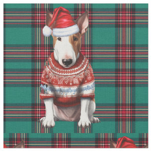 Schattigee Bull Terrier Hondenvakantie Plaid Kerst Stof