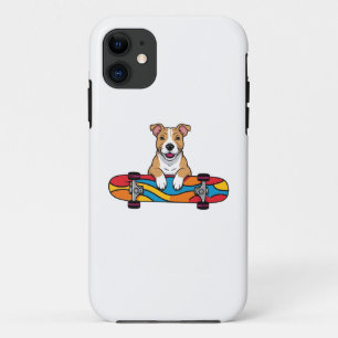 Schattigee Bull Terrier op een skateboard Case-Mate iPhone Case