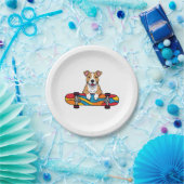 Schattigee Bull Terrier op een skateboard Papieren Bordje (Feest)