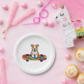 Schattigee Bull Terrier op een skateboard Papieren Bordje (Feest)