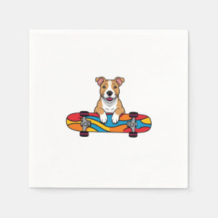 Schattigee Bull Terrier op een skateboard Servet