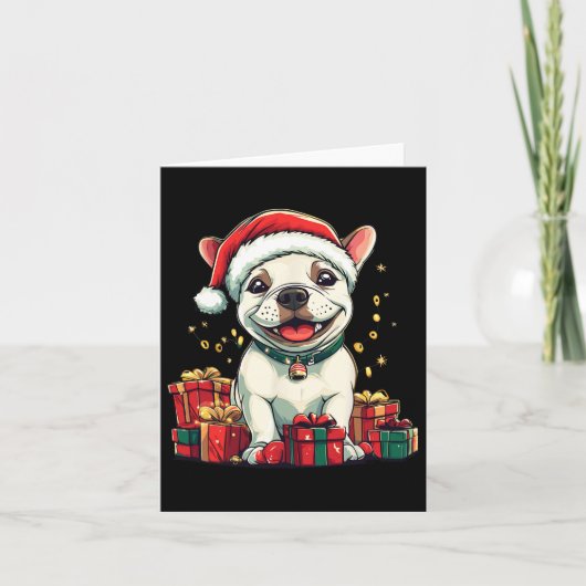 Schattigee Bull Terrier Santa Hat Grappige Kerstmi Kaart (Voorkant)