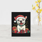 Schattigee Bull Terrier Santa Hat Grappige Kerstmi Kaart (Gele Bloem)