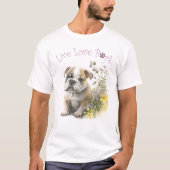 Schattigee Bulldog Bloemen T-shirt (Voorkant)