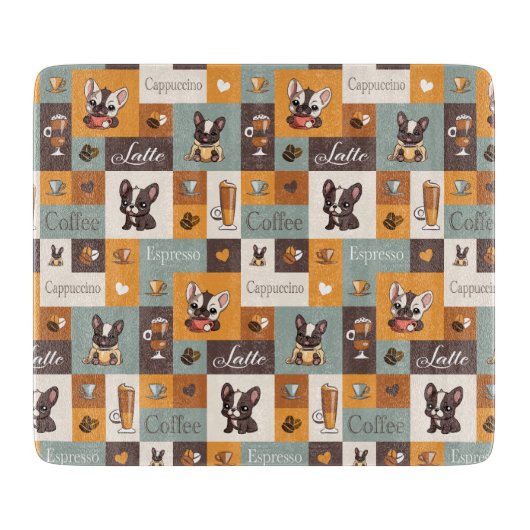 Schattigee Bulldog Coffee Love Snijplank (Voorkant)