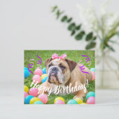 Schattigee Bulldog Happy Birthday Briefkaart (Staand voorkant)