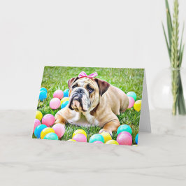 Schattigee Bulldog in Bow Blank Wenskaart Kaart