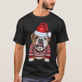 Schattigee Bulldog Lover Funny Christmas T-shirt