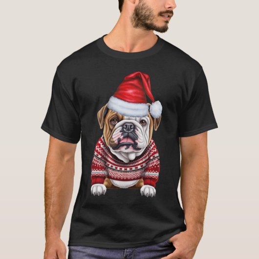 Schattigee Bulldog Lover Funny Christmas T-shirt (Voorkant)