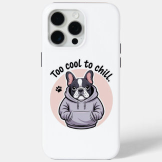Schattigee bulldog met een hoodie bij de tekst iPhone 15 pro max hoesje