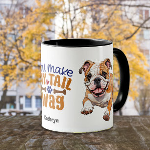 Schattigee bulldog puppy je maakt mijn staart wag mok