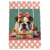 Schattigee Bulldog verjaardag Polka Dot Medium Cadeauzakje (Achterkant)