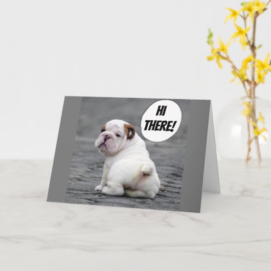 **SCHATTIGEE BULLDOG*** WIL DAT JE SNEL BETER WORD KAART (Gele Bloem)