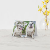 Schattigee Bulldogs Gepersonaliseerd Wenskaart Kaart (Gele Bloem)